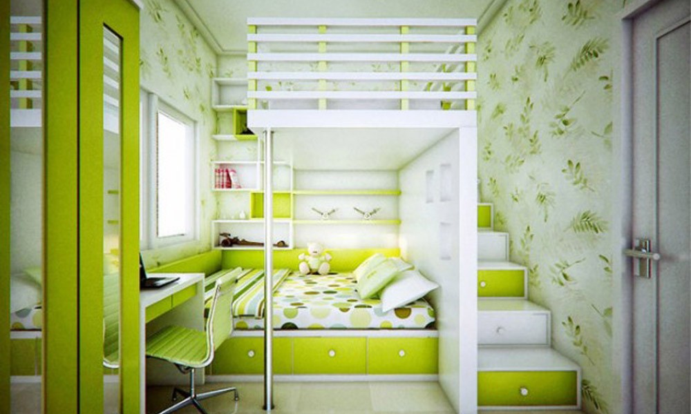 Atraktivna zelena boja u dečijim sobama
